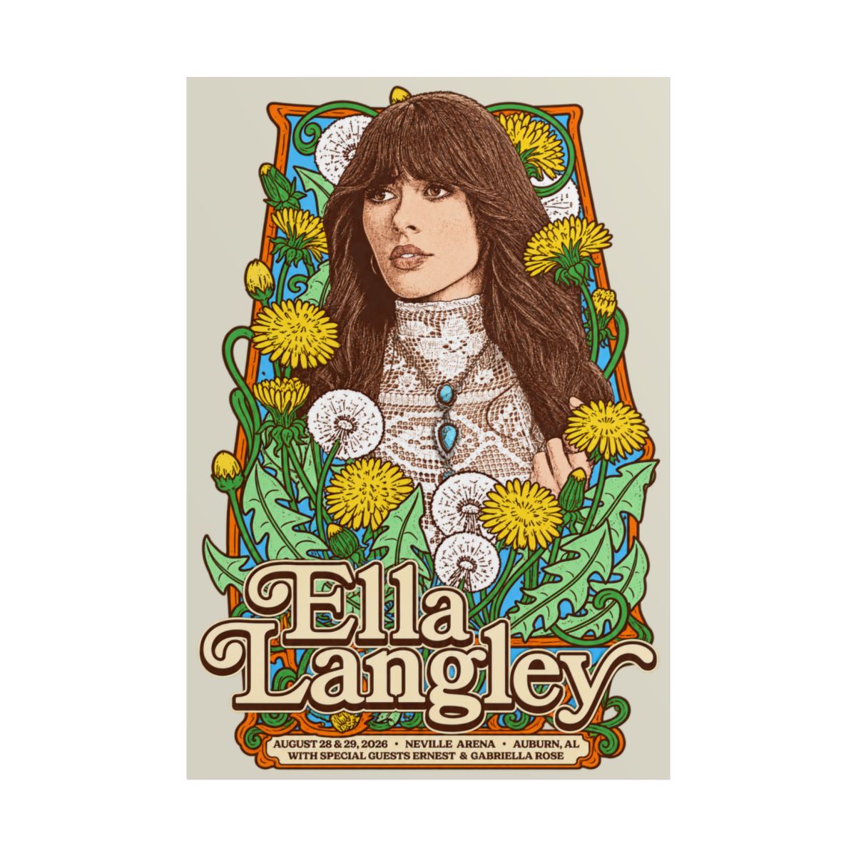 Auburn, AL Concert Poster | Ella Langley - Official Posters & Wall Art merchandise